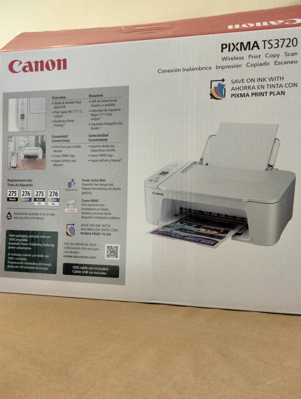 New Canon PIXMA TS3720 White All-in-One Wireless Printer
